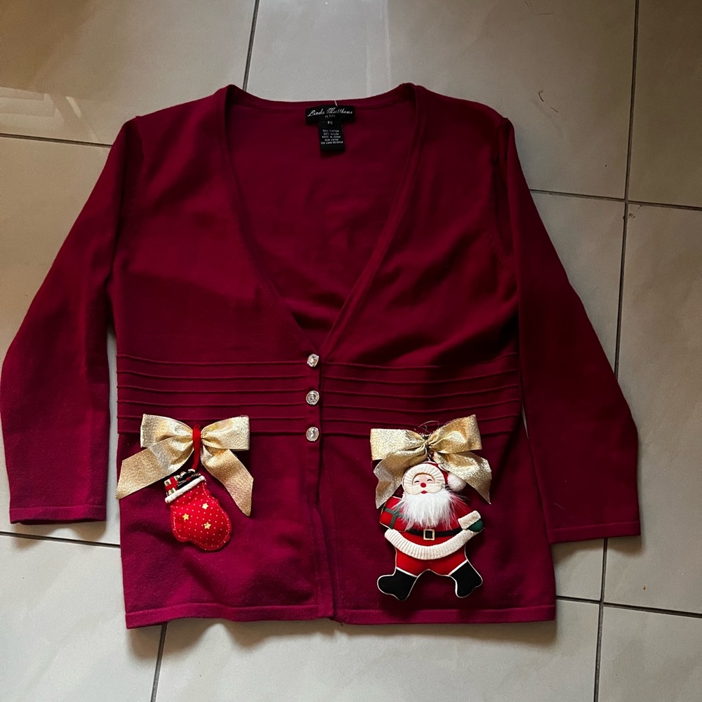Linda Matthews Vintage Christmas Cardigan Sweater